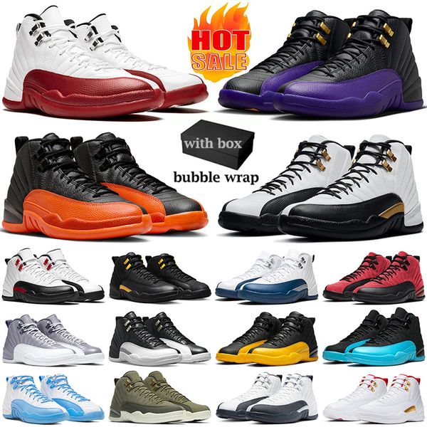 12 12s INDIGO Mensbasketballschuhe Universität-Golddunkel Concord Michigan Bullen UNC Flu Spiel der Master schwarz Taxi Sporttrainer Turnschuhe