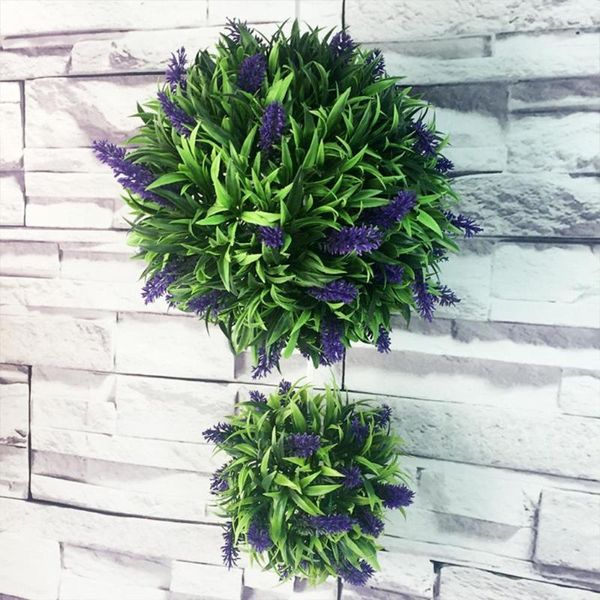 Fiori decorativi 30 cm bouquet di lavanda alberi di arte topiaria artificiale palline di plastica di bosso viola fatte in casa