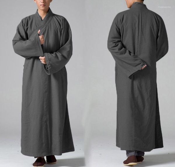 Abbigliamento etnico unisex caldo invernale di alta qualità in cotone e lino Buddista Zen Abito da meditazione Laici Shaolin Monaco Abiti Abito da Buddha