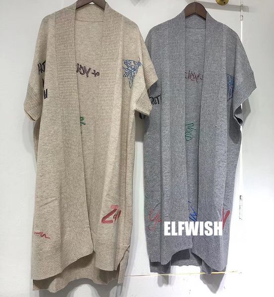 Kadın Örgü Tees Kadın Kimono Tarzı Kashmere Hardigan Kısa Cape Sleeves Çiçek Harfleri İşlemeli Örgü Kaplama SS 230413