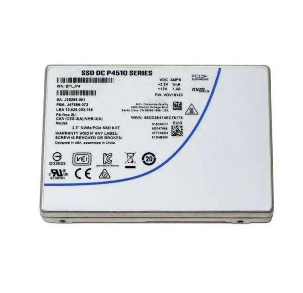 Твердотельный накопитель DC P4510 Series U.2 SSDPE2KX080T801 Твердотельный накопитель емкостью 4 ТБ Внутренний твердотельный накопитель