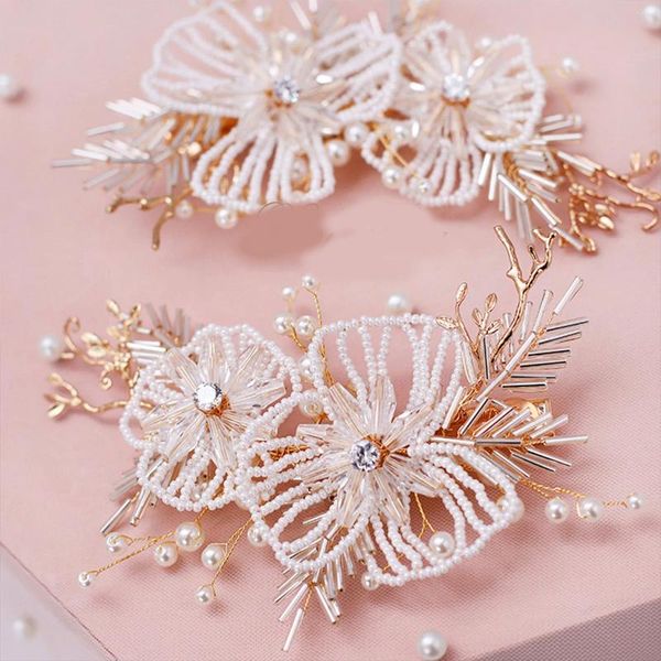 Grampos de cabelo pérola grampos flor liga strass jóias noiva casamento tiara headpiece para mulheres barrettes acessórios ornamentos