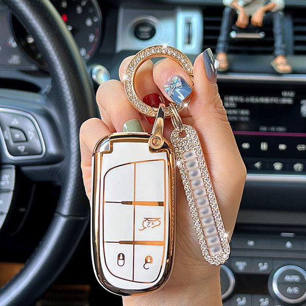 Luxus Auto Smart Key Fall Abdeckung Shell Fob Für Jeep Renegade Frand Cherokee Dodge Journey Ladegerät Chrysler 200 300 300C schlüsselbund