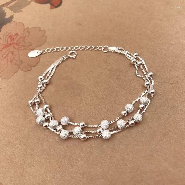 Bracelets de link Cadeia de moda Chain de camadas multicamadas Pulseira de charme de contas redonda para mulheres Girls Party Wedding Jewellery Gifts SL259