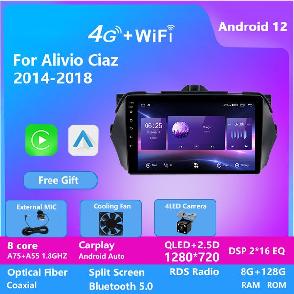 Lettore DVD video per auto Android con connessione facile per SUZUKI ALIVIO CIAZ 2014-2018 Navigazione GPS radio Prezzo di fabbrica