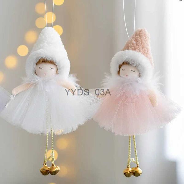 Decorações de Natal Boneca Anjo Branco Pingente de Árvore de Natal Enfeites de Carro de Natal Decoração de Casa Decorações de Casamento de Festa de Natal Presente para Crianças Navidad YQ231113