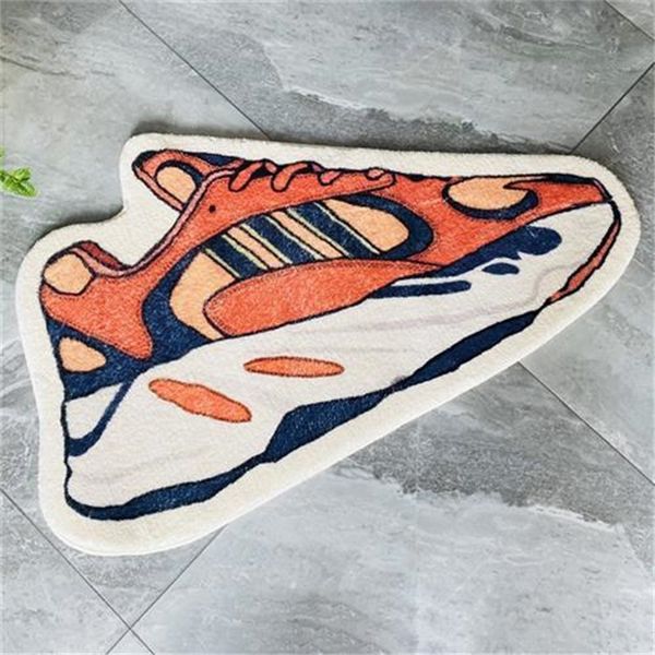 Startseite dekorative Teppiche Schuhe Fußmatte Teppich für Wohnzimmer Badezimmer Plüsch spezielle Sneakerform bunt Cartoon Bild Designer Teppiche rutschfeste Sicherheit JF001 E23