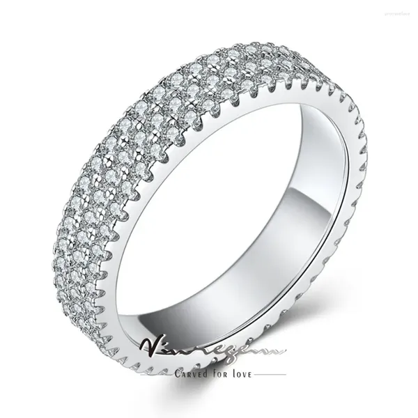Кольца-кластеры Vinregem, круглая огранка, созданный в лаборатории сапфир, драгоценный камень, кольцо из стерлингового серебра 925 пробы, кольцо для женщин, обручальное кольцо, ювелирные изделия