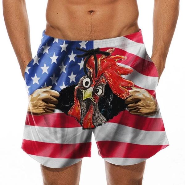 Shorts masculinos bandeira americana impressão 3D Fuuny Banana Cock Beach Swim Man Sports Swimssuits Trunks Sea Short Fashionmen's