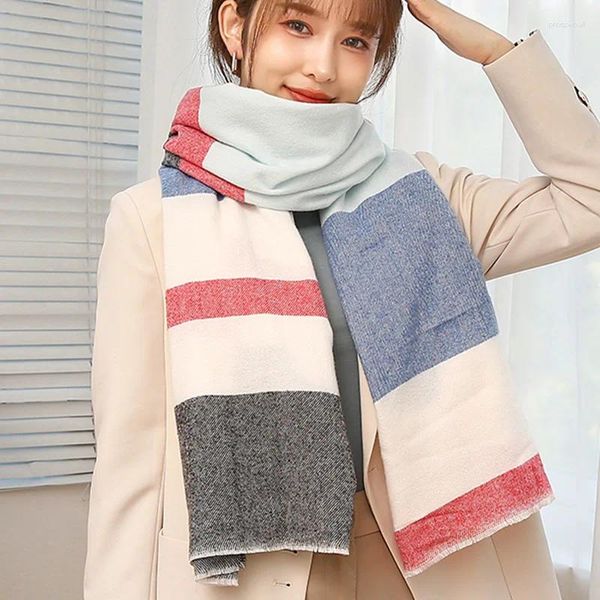 Sciarpe Sciarpa da donna Stile etnico Versione coreana Setole color block Scialle alla moda Imitazione cashmere Autunno Inverno