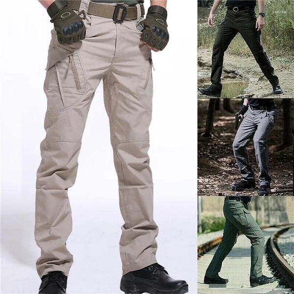 Pantaloni da uomo IX9 City Tattici militari da uomo SWAT da combattimento esercito Casual da trekking all'aperto pantaloni cargo impermeabili