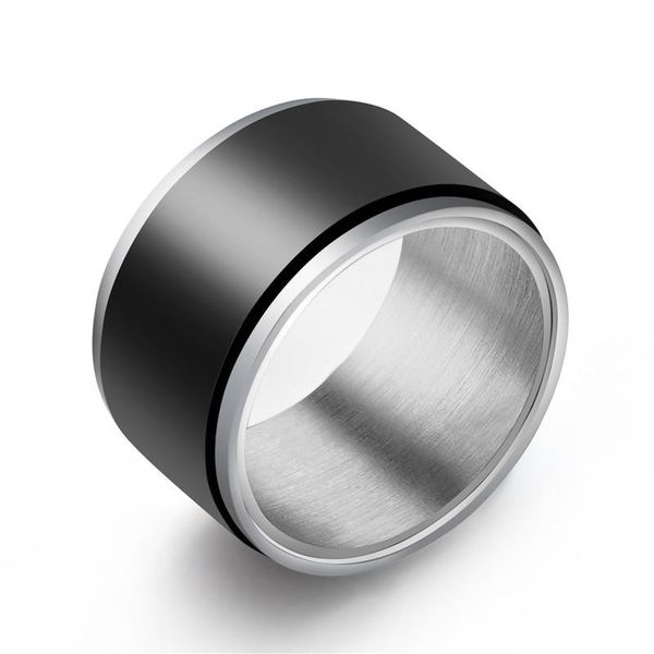 Кластерные кольца на 12 мм ширина Спиннер Кольцо для мужчин Классический из нержавеющей стали.