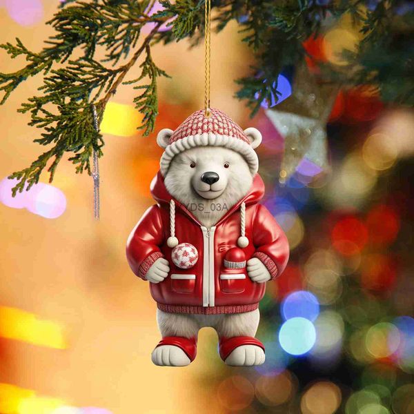 Decorações de Natal Novo Adorável Urso Polar Árvore de Natal Enfeites Pendurados Personalidade Criativa Casa Decoração de Natal 2024 YQ231113