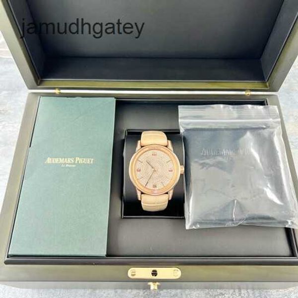 Ap Swiss Relógio de luxo novo não relógio Code1159 Série 41 mm de diâmetro 18k ouro rosa relógio mecânico automático incrustado com diamante original não no conjunto completo 15210orzzd208 3g52