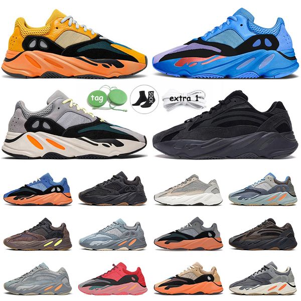 mens womens kanye running outdoor shoes wave runner hi res blue red geode inertia wanta all black cream white【code ：L】carbon blue sports sneakers trainers