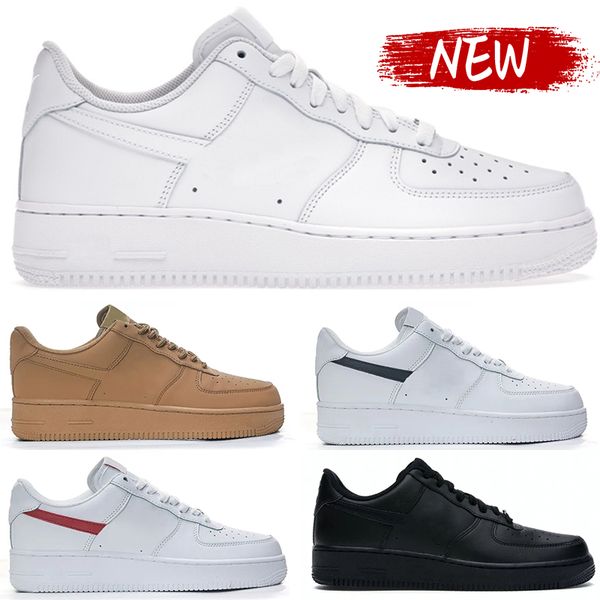 Designer sapatos homens baixos 07 tênis casuais clássico um triplo branco preto universidade vermelho trigo sombra esqueleto esportes ao ar livre homens treinadores mulheres tênis US 5.5-11