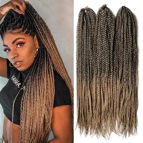 22 polegadas de caixa de caixa de crochê 22 fios tranças de crochê cabelos 3x sintéticos Kanekalon Hair Crochet Braiding Hair Extensions