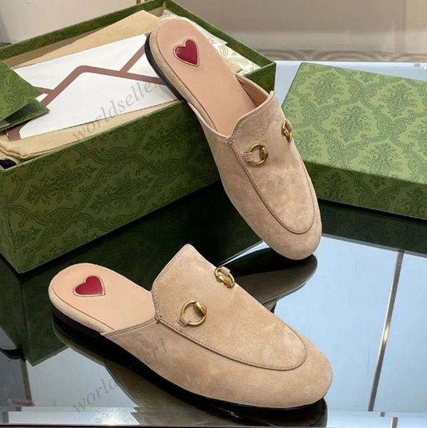 Tasarımcı Kadın Geyik Skin Loafers terlik deri sandalet Princetown Slaytlar Ayakkabı Sıradan Ayakkabı Terlik Katırları Sandal Metal Zinciri Konforlu Günlük Ayakkabılar