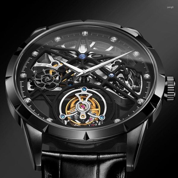 Relógios de Wristwatches Aesop voando Tourbillon Menical Watches Limited Edção Male Skeleton Watch For Men Automatic Luxury Relogio