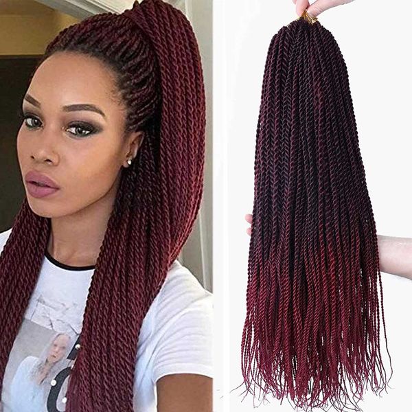 Capelli sintetici Trecce senegalesi all'uncinetto Trecce per capelli 30 fili / confezione Estensioni dei capelli intrecciati Kanekalon Ombre