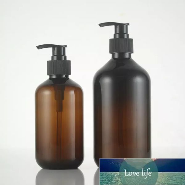 Großhandel 10 OZ 16 OZ bernsteinfarbene Plastikflaschen mit Lotionspumpen zum Organisieren von Seife, Shampoo, BPA-frei, 300 ml, 500 ml, Top-Qualität