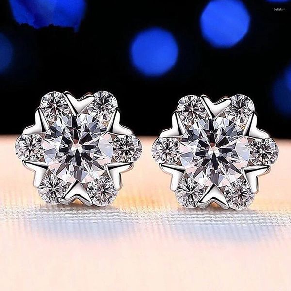 Brincos de garanhão moda delicada flor zircão diamantes pedras preciosas para mulheres branco ouro prata cor jóias bijoux acessórios