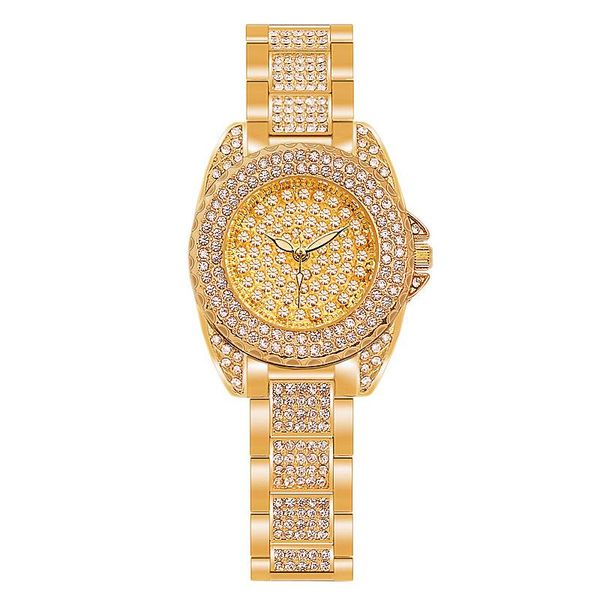 Armbanduhren im koreanischen Stil mit voller Diamantkette Damenuhr Gold Lucury Damenmode Armband 2023 Geschenk für EhefrauArmbanduhren
