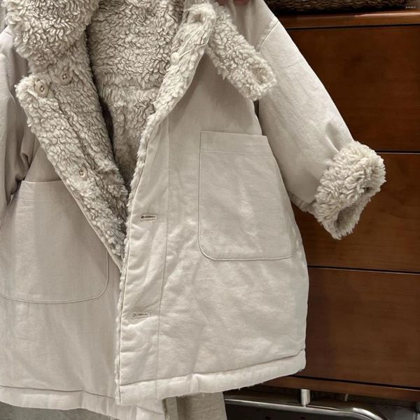 Пуховое пальто 2023, зимние детские парки для девочек с хлопковой подкладкой, утепленная двусторонняя детская однотонная длинная зимняя куртка с капюшоном