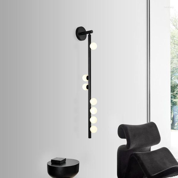 Lampada da parete Kobuc Art Nordic Metal Light Fixture Modern Oro / Nero / Cromo Lungo 100 cm Applique per scale Soggiorno Comodino G4