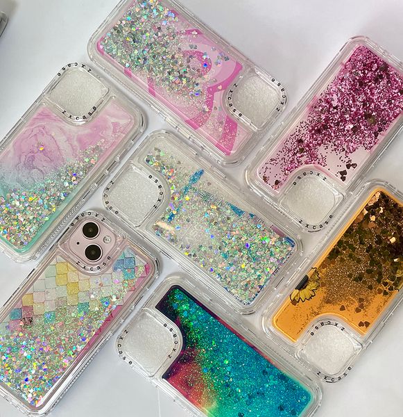 Bling Liquid Quicksand Telefonkoffer für Galaxy A33 A53 5G A14 A24 4G glänzende Pin