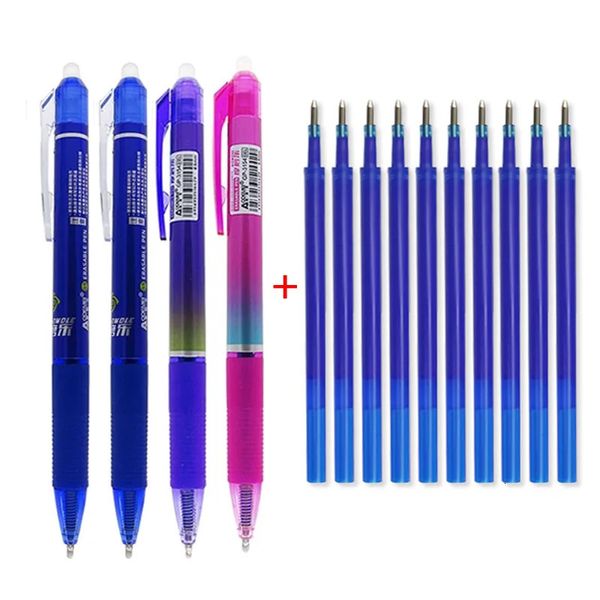 Ballpoint Pens Large Capacity Ink Erasable Pen 05mm Push Automatic Gel Washable Handle Magic Refills Rods Longer Writing School 231113