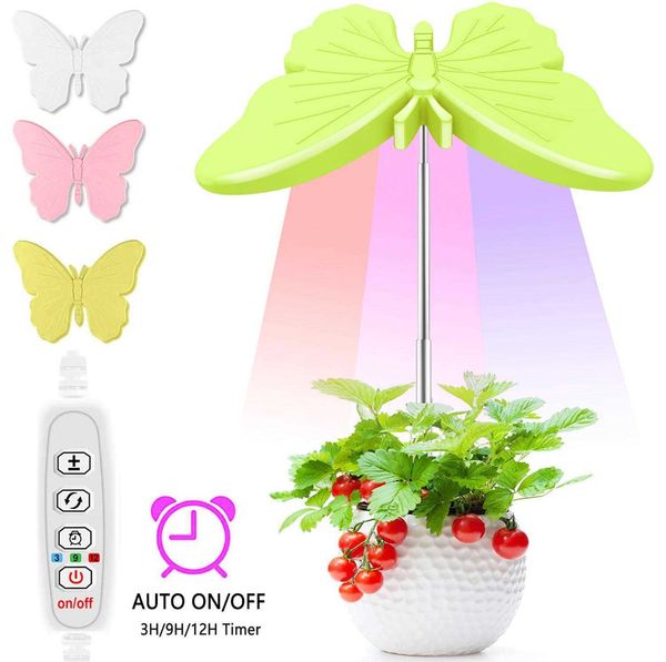 Luzes de cultivo LED Butterfly Phytolamp Spectrum Full Spectrum Porta USB Grow Light Altura de tempo ajustável Lâmpada UV Phyto para planta P230413