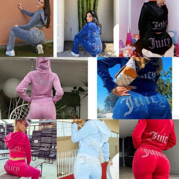 Kadınların Trailtsits Tasarımcı Velvet Trailsuit Juicy Set Set Set Kadınlar CoUToures Track Suit Sweatsuits Sıradan Spor Setleri Pantolon Fermuar Kat Heq