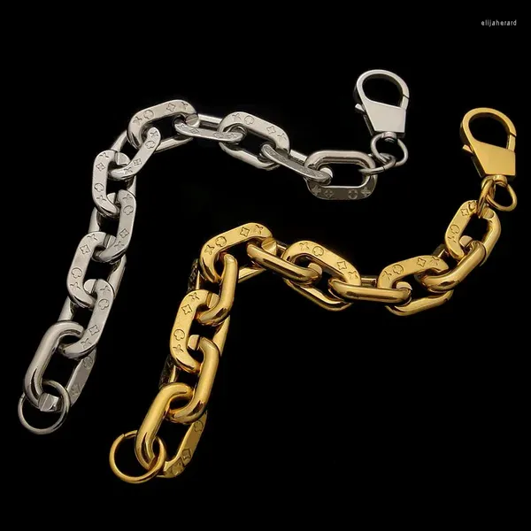 Link pulseiras titânio aço jóias atacado impressão pulseira grossa masculina para comércio exterior grande louco