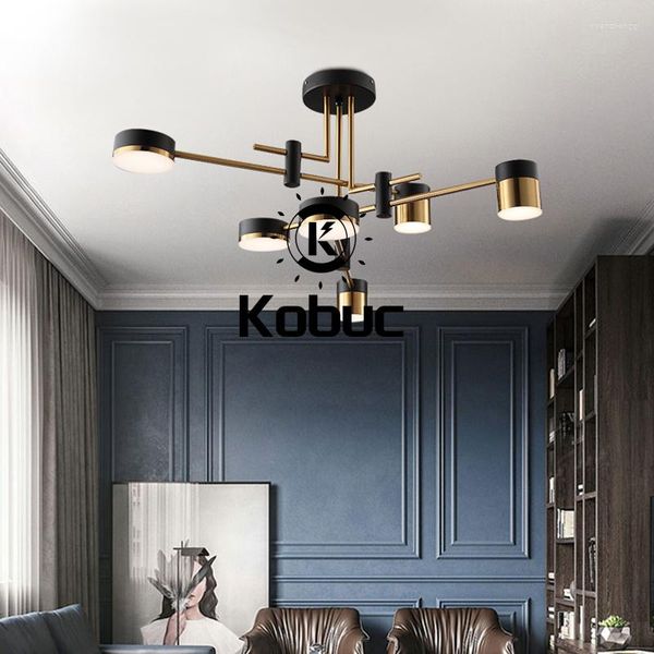 Kronleuchter Kobuc Nordic Metal Chandelier Led Light 4/6/8 Head 3 Dim Black Fixture For Living Room Dining Bedroom
