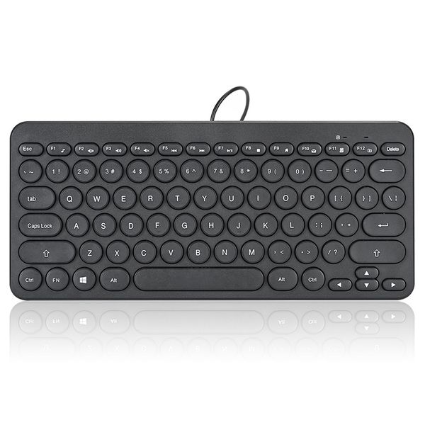 Teclado de escritório pequeno retrô redondo peças finas e portáteis teclado com fio USB universal atacado