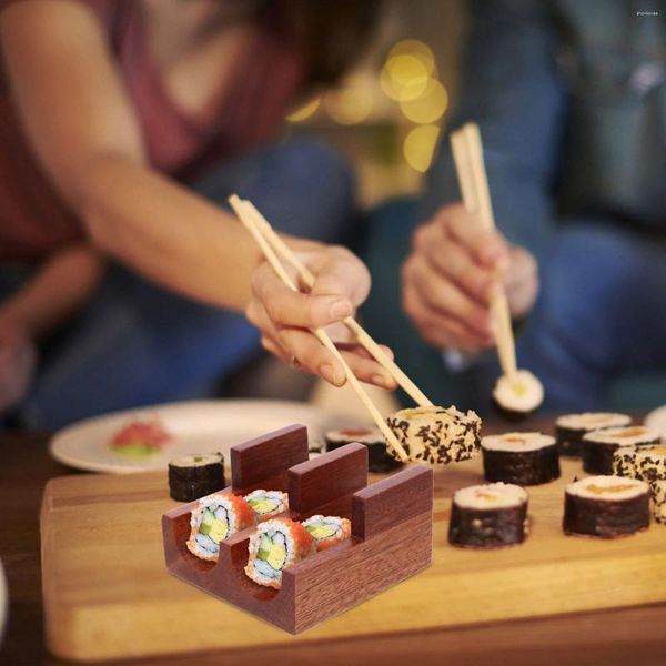 Set di stoviglie Espositori Bancone sushi Dessert Porta snack Piatto in legno Vassoio da portata