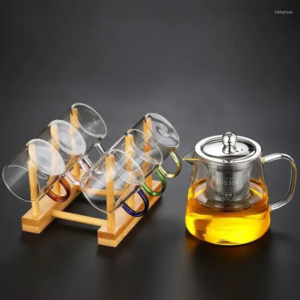Tazze da tè Mini tazza Gungfu in vetro Set da caffè piccolo con manico teiera resistente al calore addensato
