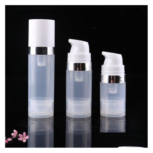 Verpackungsflaschen Großhandel Leere 5 ml 10 ml Airless Klare Vakuumpumpe Lotion Flasche mit Sier Ring ER Kosmetische Verpackung Drop Lieferung DHY9B