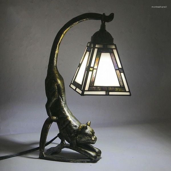 Tischlampen Tiffany Vintage Leopard Für Schlafzimmer Mediterrane Glasmalerei Schreibtischlampe Wohnzimmer Dekoration Nachttischlampe