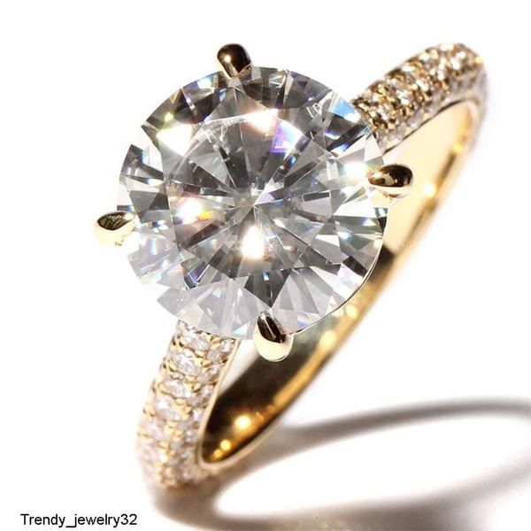 Vendita calda Fashional anello di fidanzamento in oro giallo 14k Halo Moissanite per donna