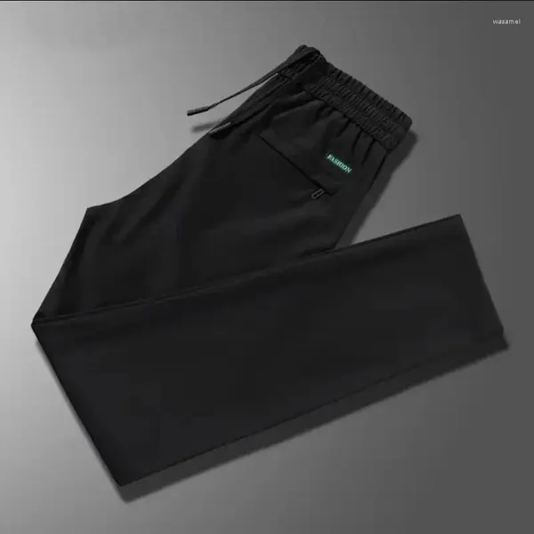 Calças masculinas Koreon Moda Homens Quick Seco Sweatpants Verão Fino Gelo Seda Rua Masculino Cintura Elástica Corredores Esportes Casuais Calças Retas