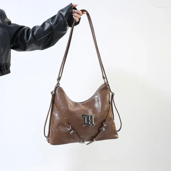 Вечерние сумки в стиле ретро, осенне-зимний пригородный рюкзак, женский рюкзак с высокой красотой, маслом и воском, сумка на одно плечо, сумка подмышки, модная текстура, большой размер