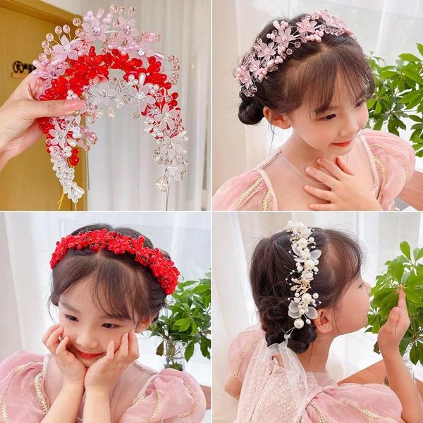 Fermagli per capelli Fascia per capelli per bambina per bambini Anno Accessori per fiori antichi Copricapo per ragazze Hanfu Baby