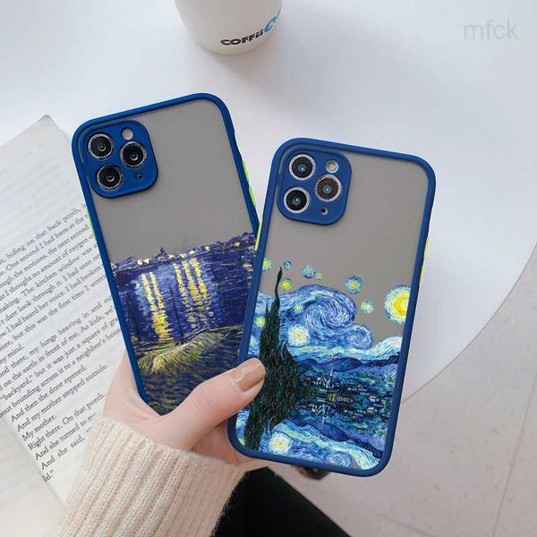 Casos de telefone celular para iPhone de Coque 7 8 Plus SE2 14 11 12 13 Pro Max Mini X XR XS Max Telefone Casos Art Van Gogh Pintura a óleo Tampas à prova de choque duro 3m413