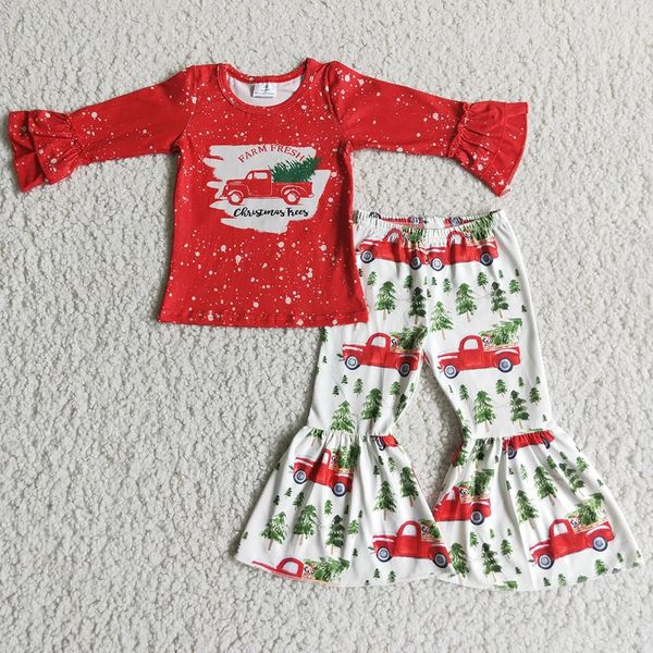 Conjuntos de roupas de bebê meninas conjunto de roupas infantis por atacado Natal crianças roupas de grife meninas boutique bell bottom outfits 231113