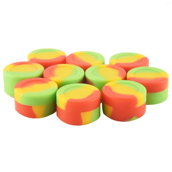 Mum Tutucular 10 PCS 5ml Silikon Balmumu Kapları Çeşitli Renkler Çok Kullanım Çubuk Olmayan Yağ Depolama Kavanozları