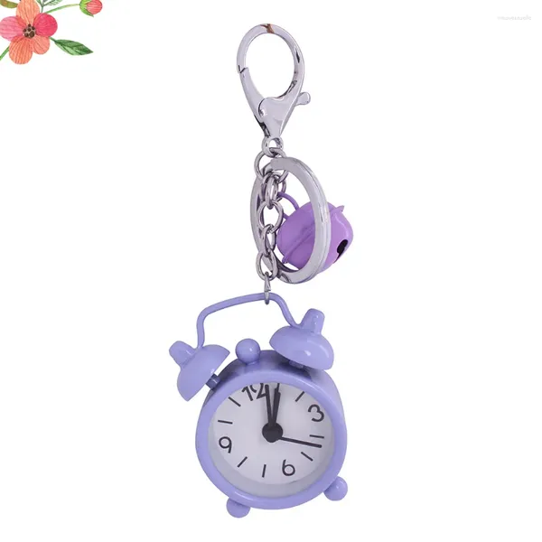 Portachiavi 1PC Mini orologio portachiavi allarme portachiavi portachiavi creativo ciondolo borsa catena regalo per studenti viola