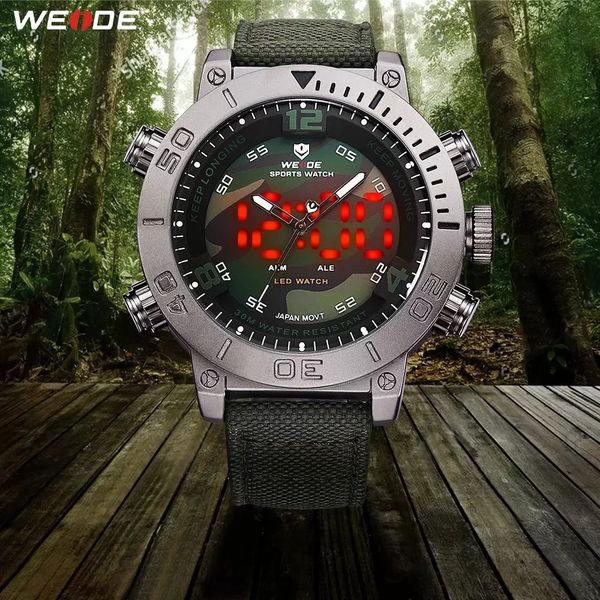 2023WEIDE Relógios Homem Marca de Luxo Casual Movimento de Quartzo Relógio led Digital Analógico Nylon Pulseira Camuflada Mostrador Relógio de Pulso Relogio Masculino