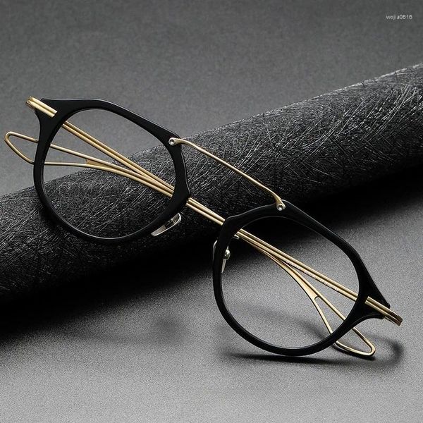 Óculos de sol quadros puro titânio oval miopia placa de moda óculos homens assuntos comerciais óculos ópticos óculos de leitura quadro senhoras
